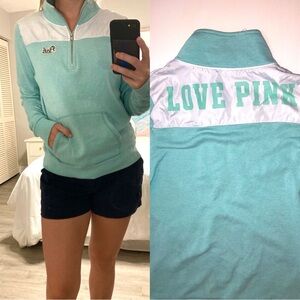 SALE❤️ Love Pink Pullover Victoria’s Secret Jacket Quarter-Zip Pullover Teal